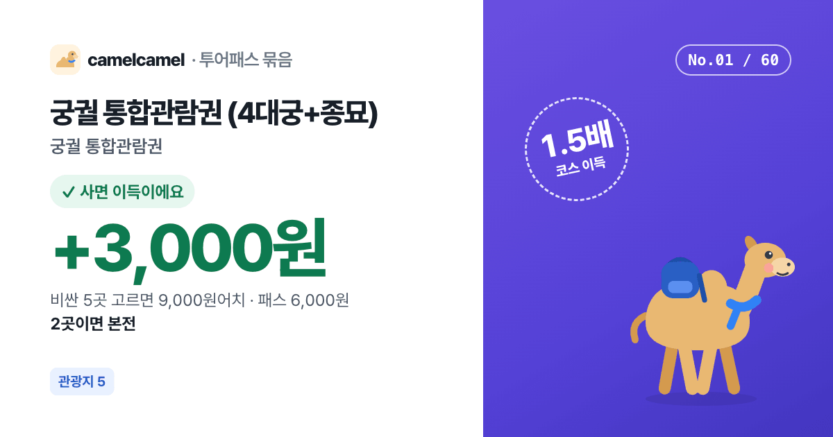 궁궐 통합관람권 (4대궁+종묘) 링크 미리보기 이미지
